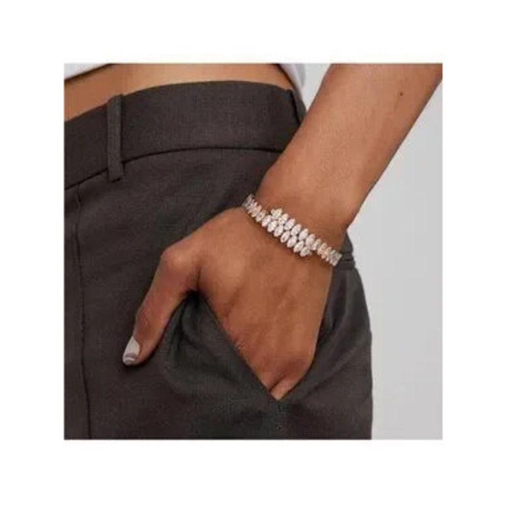 Gold 14k Gold Plated Cubic Zirconia Cuff Bracelet